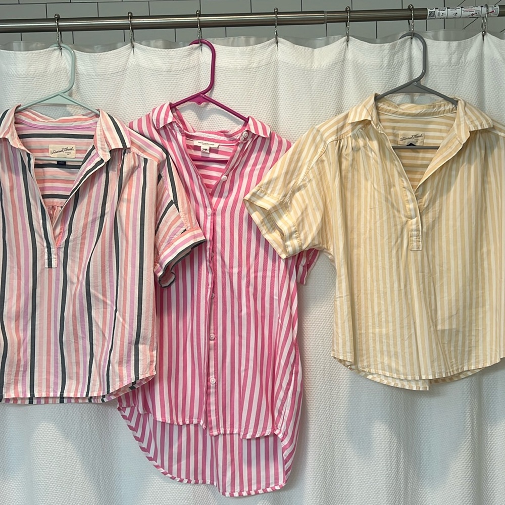 3 cute striped women's blouses - size small and xs